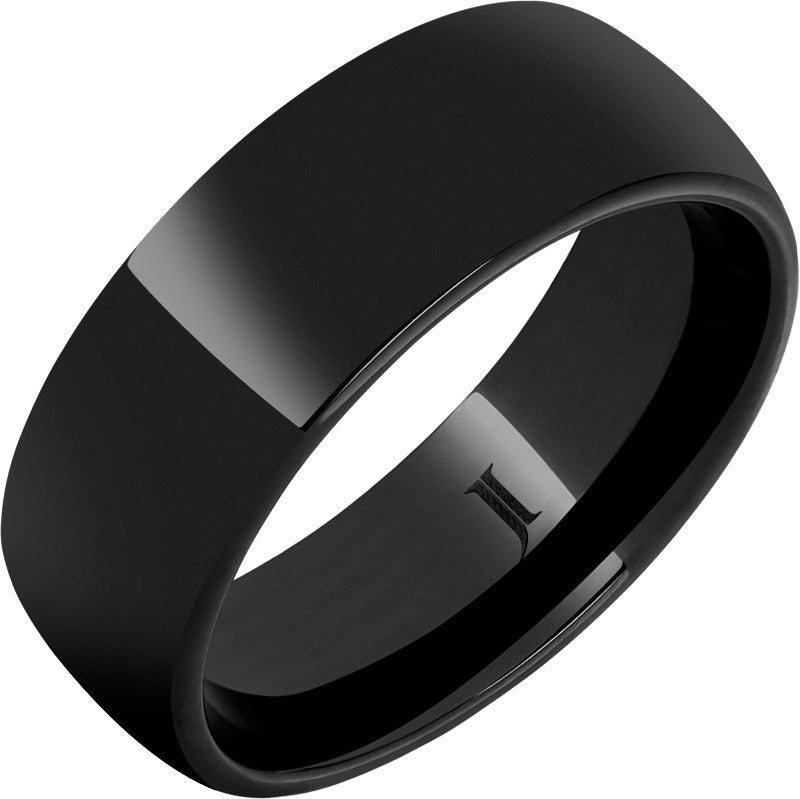 GESTALT Black Ceramic Ring | 10mm Domed Polished Band, Hypoallergenic, Sizes 5-14