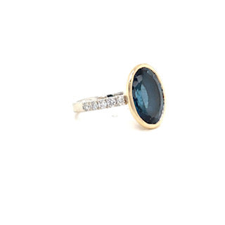 The High Road London Blue Blue Topaz & Diamond Two Tone Ring