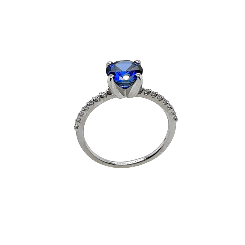 True To Me Sapphire & Diamond Ring, Lab Sapphire 1.25ct, LD 0.16ctw