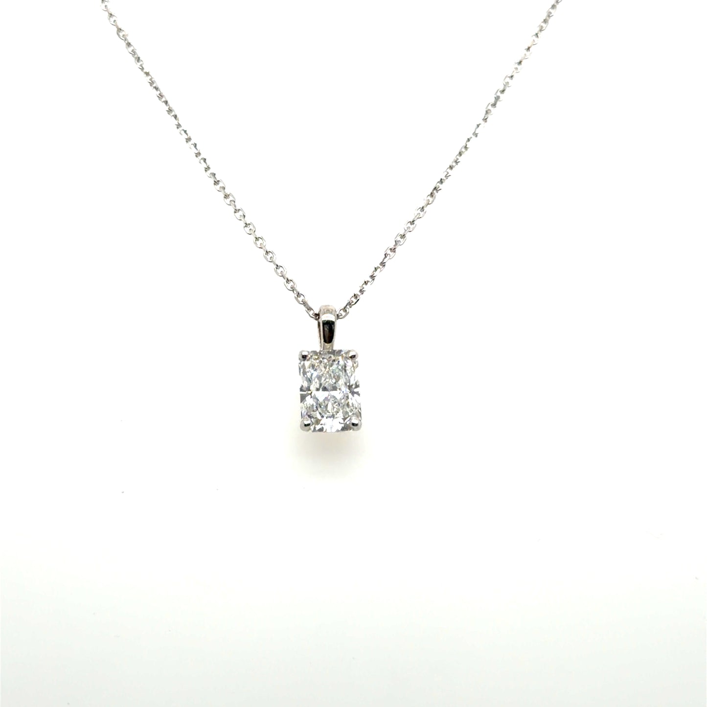 Necklace w/ Pendant 14ktw 18" chain Lab diamond 1.25ct set in 4 prong setting