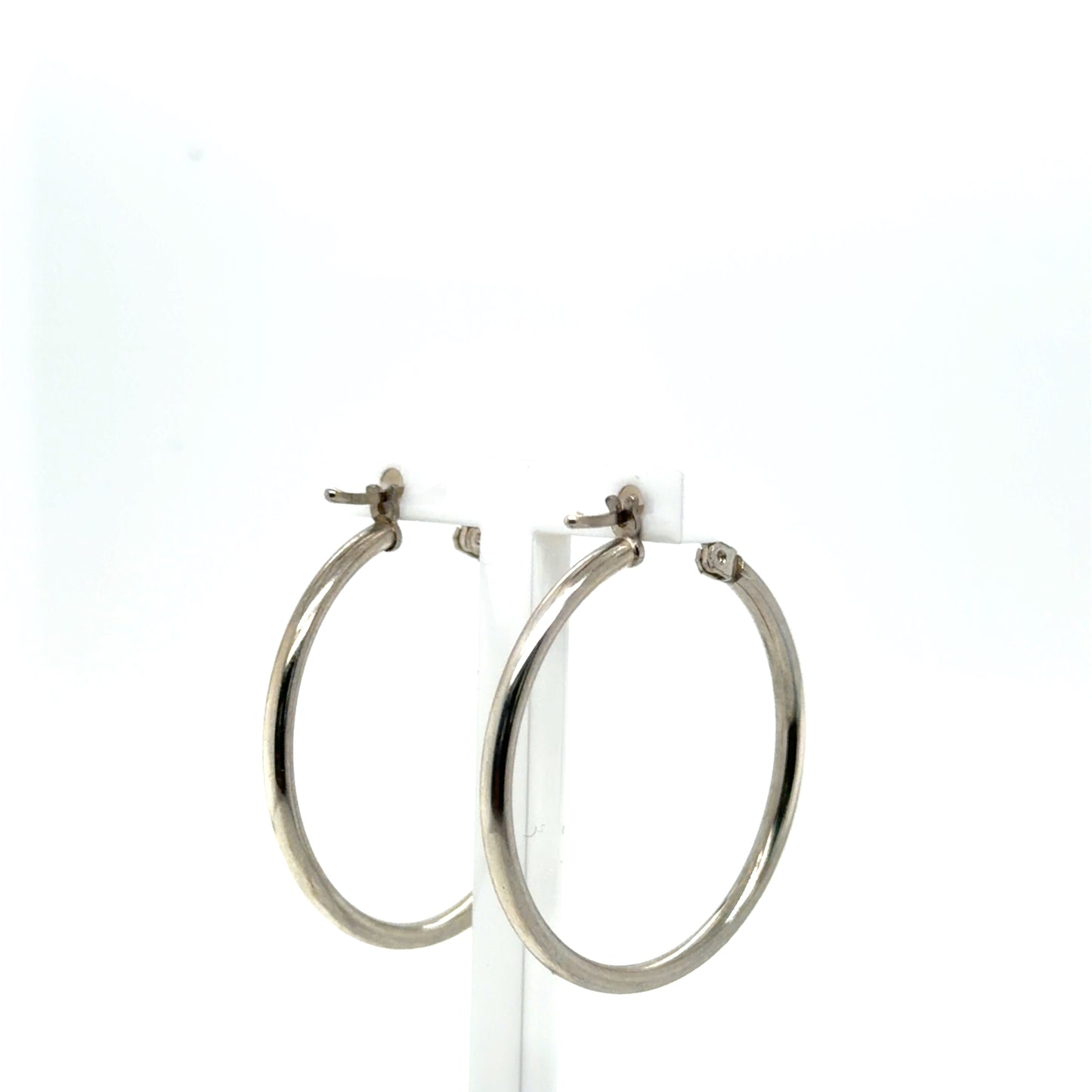 Sterling Silver Round Hoop Earrings - Rhodium plated 2mm