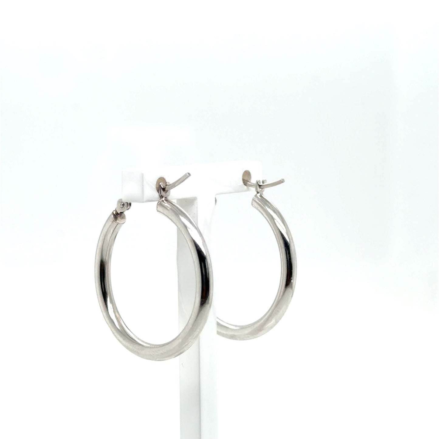 Sterling Silver Round Hoop Earrings - 2mm by 24mm