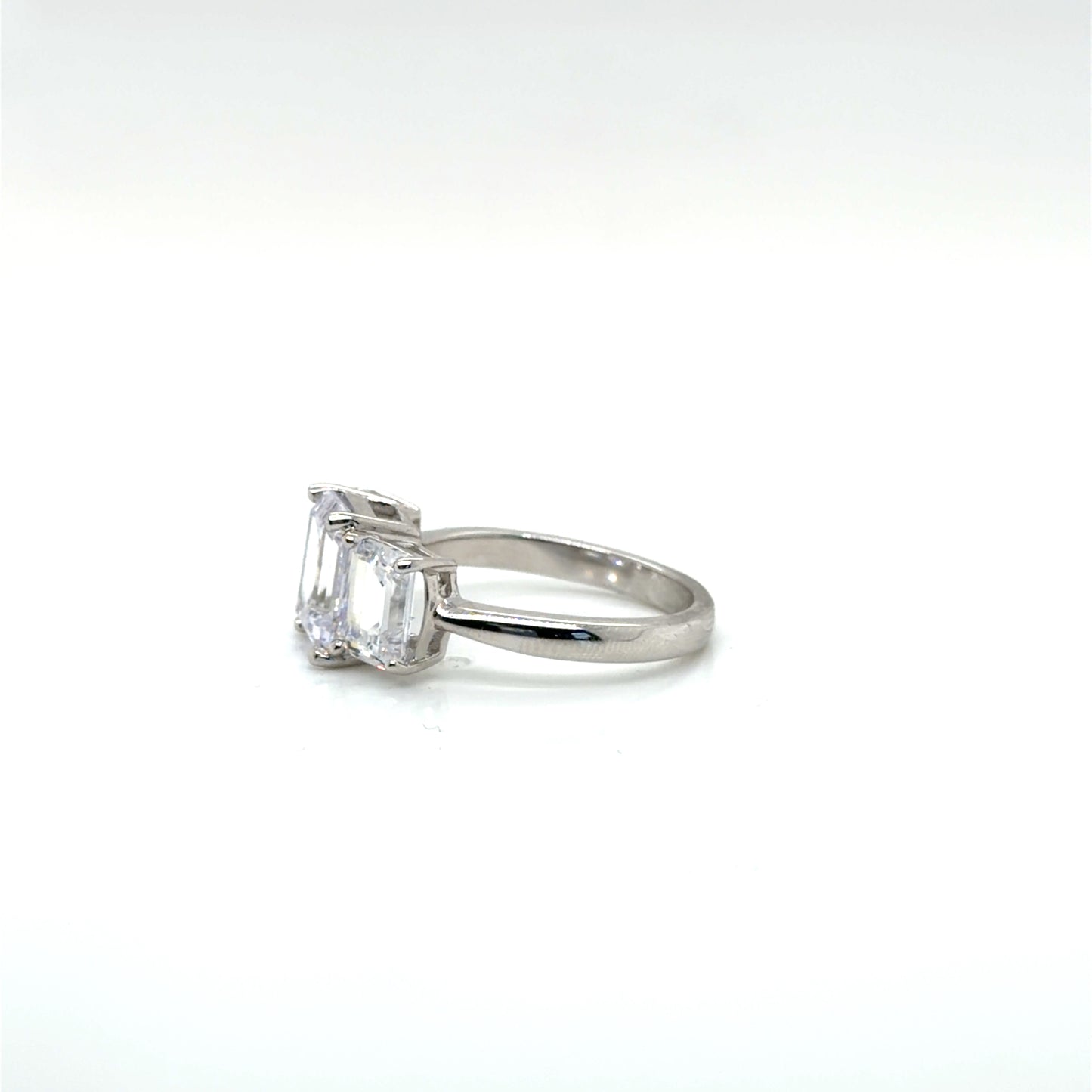 Trinity Emerald Cut Sterling Silver Travel Ring