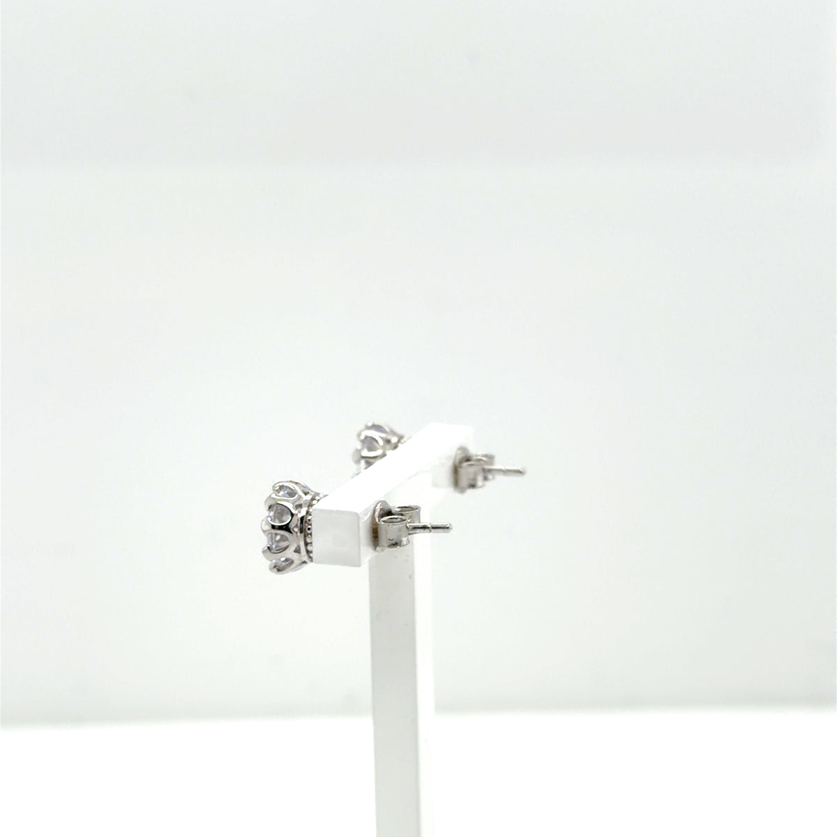 CZ Stud Earrings with Crown Setting