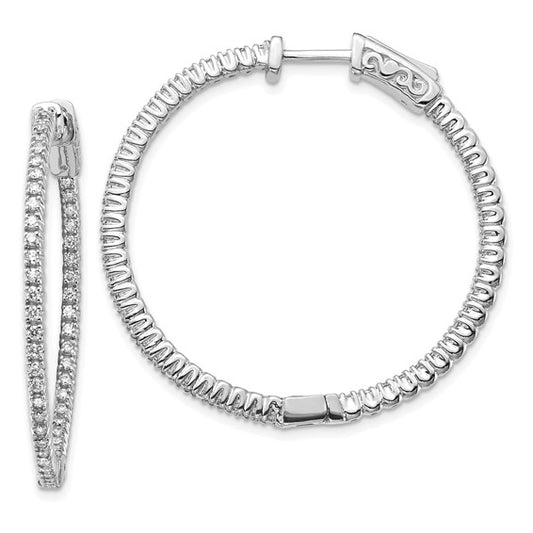 Inside Outside Round 14ktw Diamond Hoop Earrings with Safety Leaver Clasp - 0.80ctw