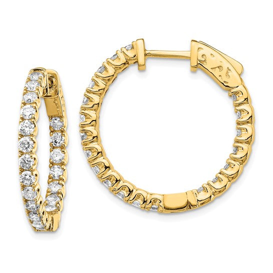 Inside Outside Round 14kty Diamond Hoop Earrings with Safety Leaver Clasp - 2.0ctw