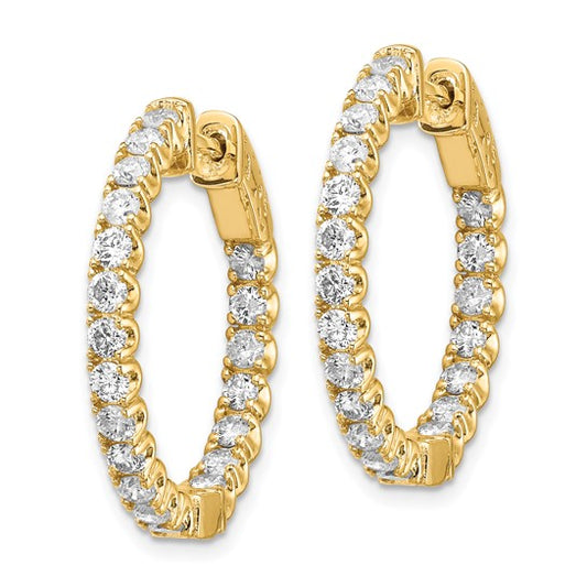 Inside Outside Round 14kty Diamond Hoop Earrings with Safety Leaver Clasp - 2.0ctw
