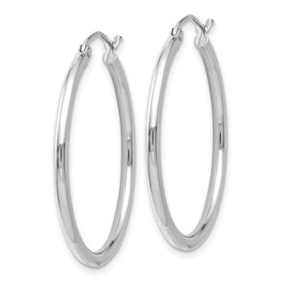14kt White Gold Hoop Earrings - 30mm -2mm Wide