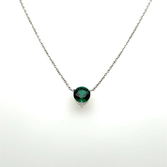 14ktw Lab Grown Beautiful Resilience Emerald Necklace 16"