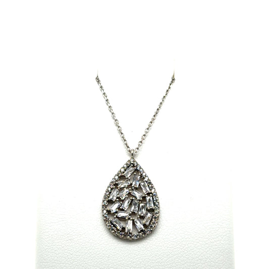 Stunning Collection of Glitz Tear Drop Sterling Silver  Necklace