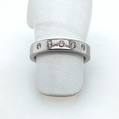 Gypsy Set Platinum 4mm band with 5 2mm diamonds Size 6