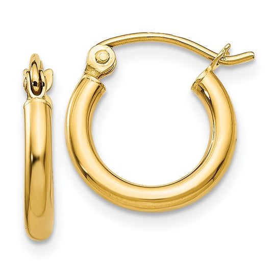 Light Weight Tube Hoop Earrings 14Kty 2x12mm