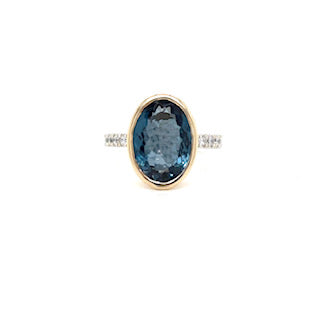 The High Road London Blue Blue Topaz & Diamond Two Tone Ring