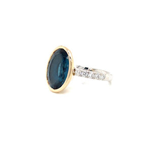The High Road London Blue Blue Topaz & Diamond Two Tone Ring