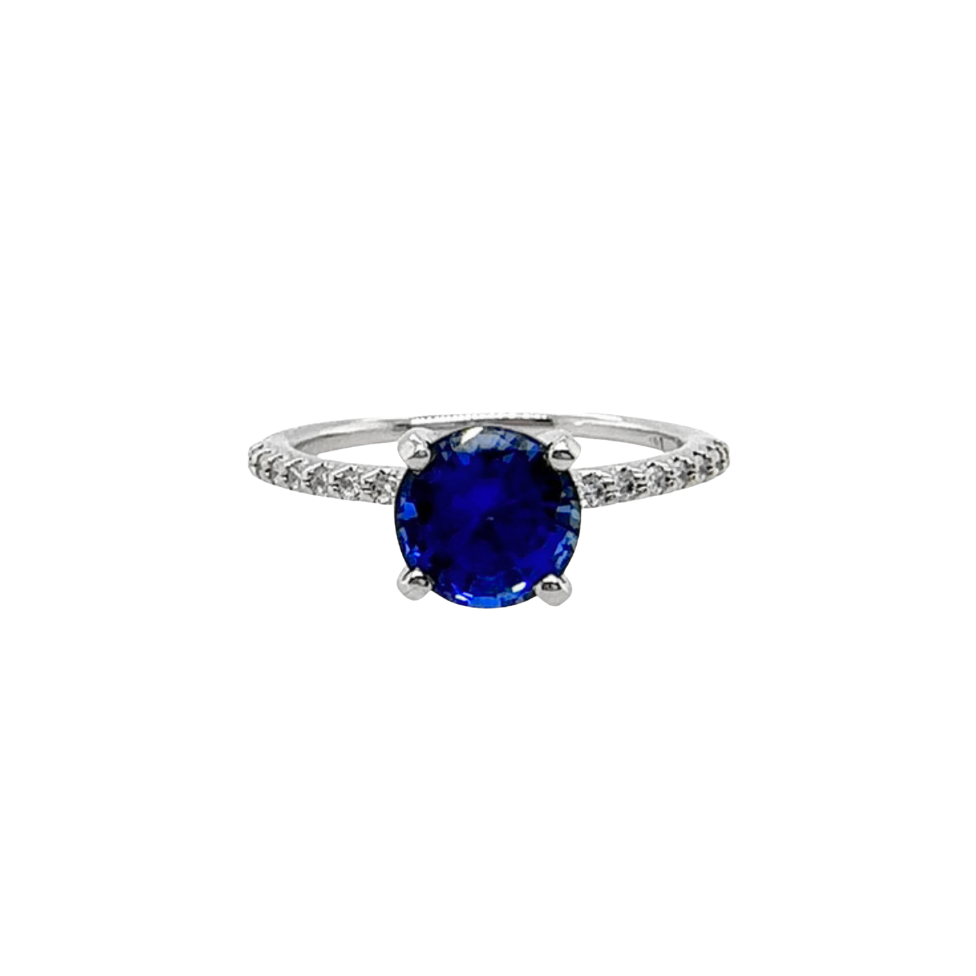 True To Me Sapphire & Diamond Ring, Lab Sapphire 1.25ct, LD 0.16ctw