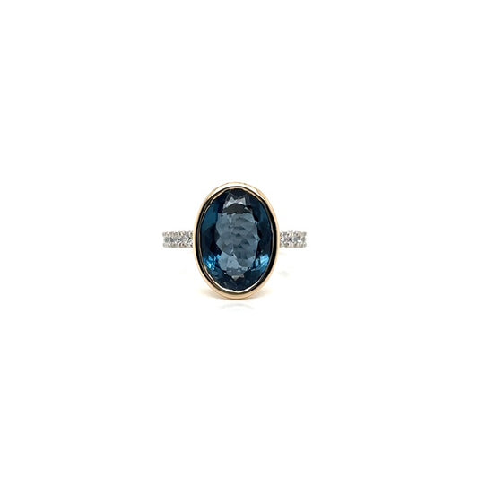 The High Road London Blue Blue Topaz & Diamond Two Tone Ring