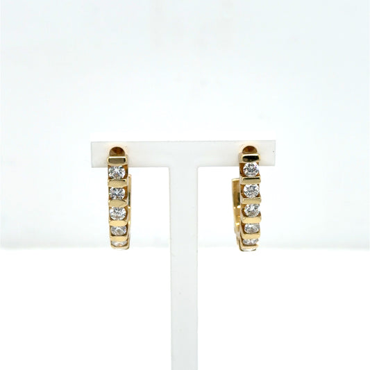 14kt Yellow Gold Nat Diamond Earrings "J" Style