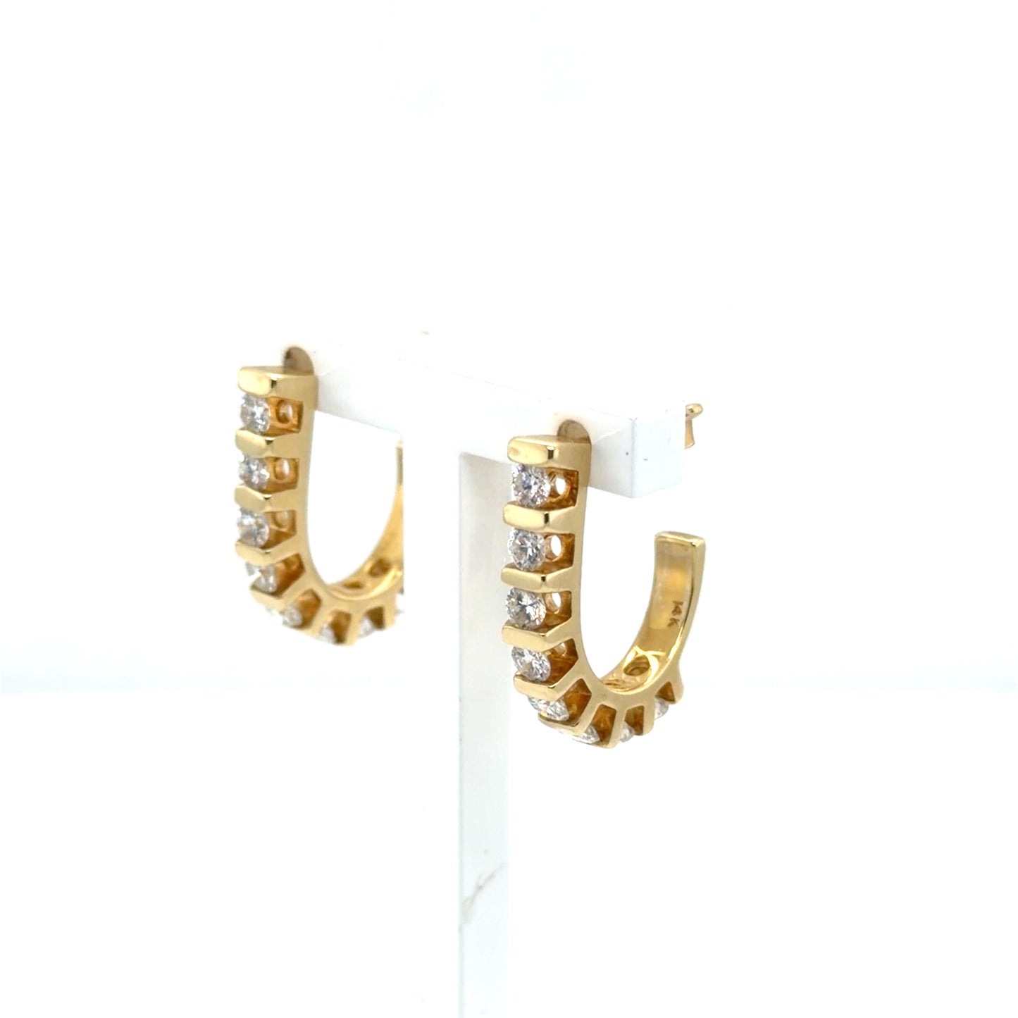 14kt Yellow Gold Nat Diamond Earrings "J" Style