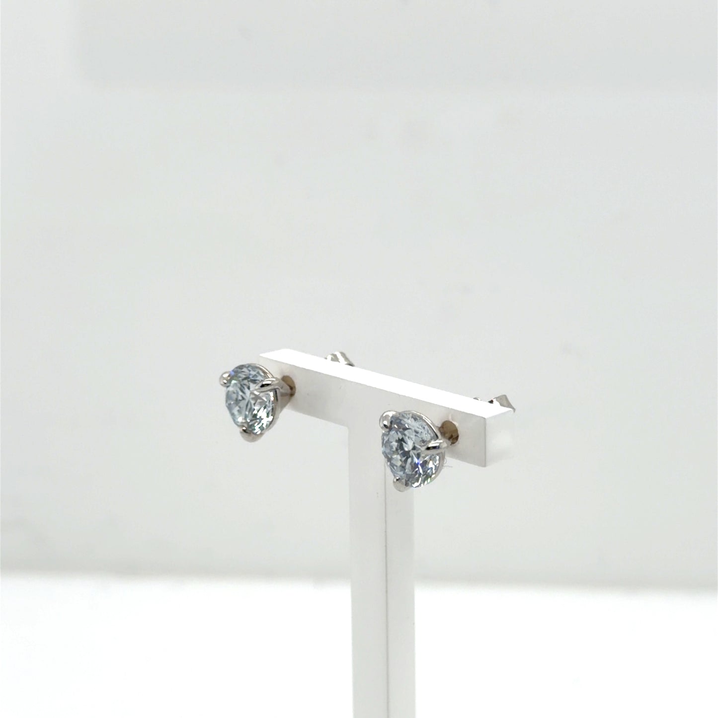 Martini 3 prong Lab Diamond Earrings 14ktw 2.56ctw