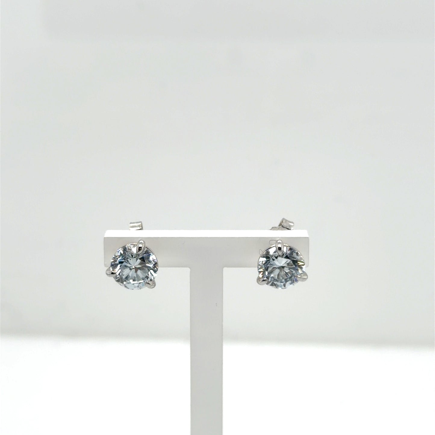 Martini 3 prong Lab Diamond Earrings 14ktw 2.56ctw