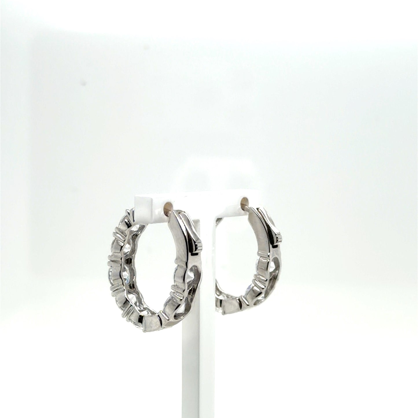 Sterling Silver Inside Outside CZ hoops with Latch Back