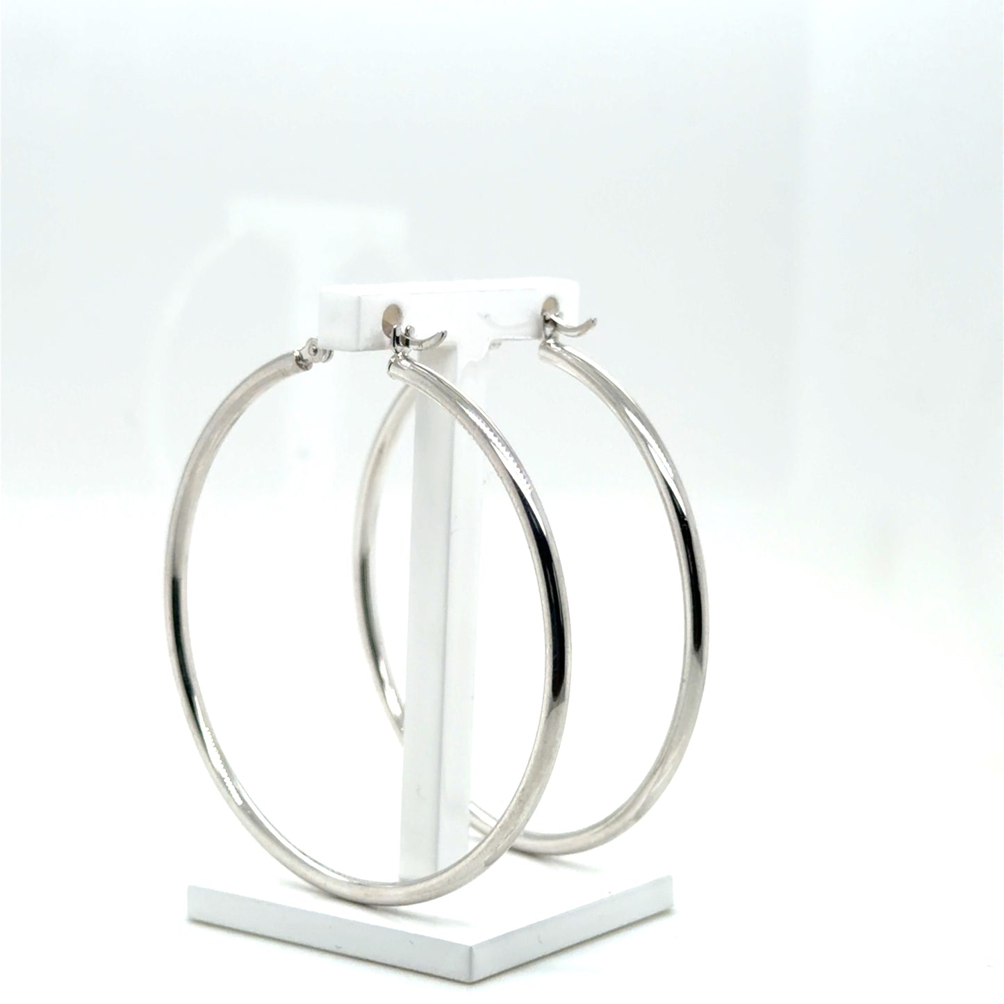 Sterling Silver Rhodium-plated 2mm Round Hoop Earrings