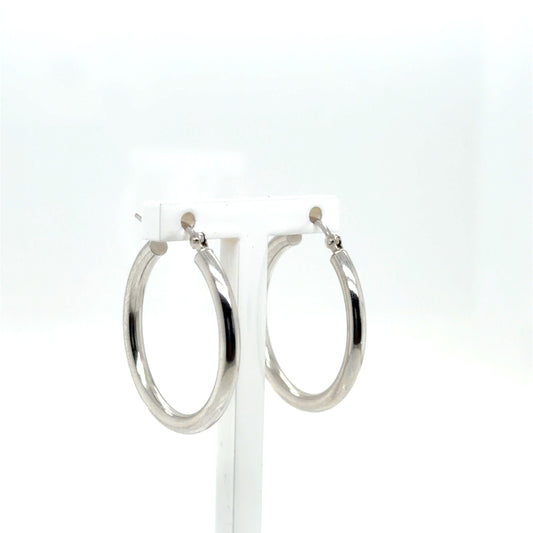 Sterling Silver Round Hoop Earrings - 2mm by 24mm