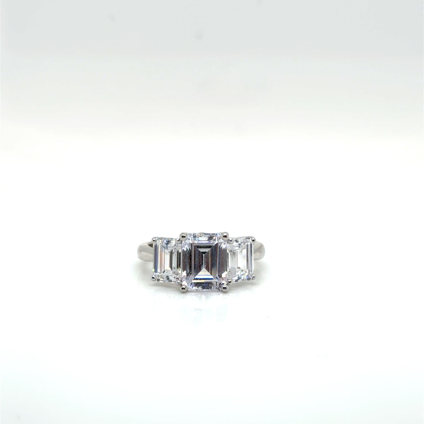 Trinity Emerald Cut Sterling Silver Travel Ring