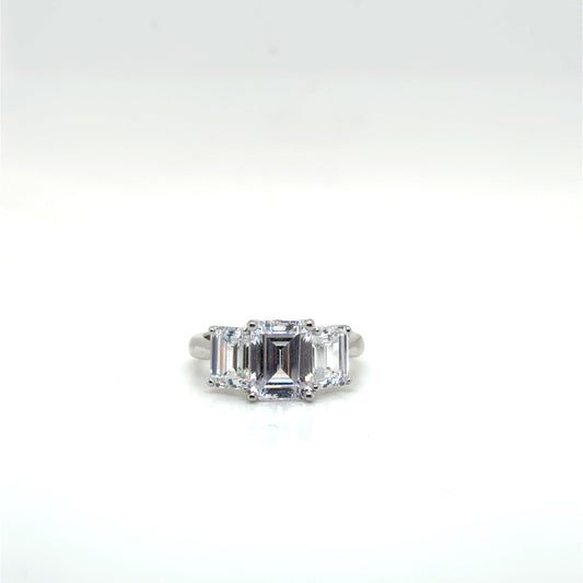 Trinity Emerald Cut Sterling Silver Travel Ring