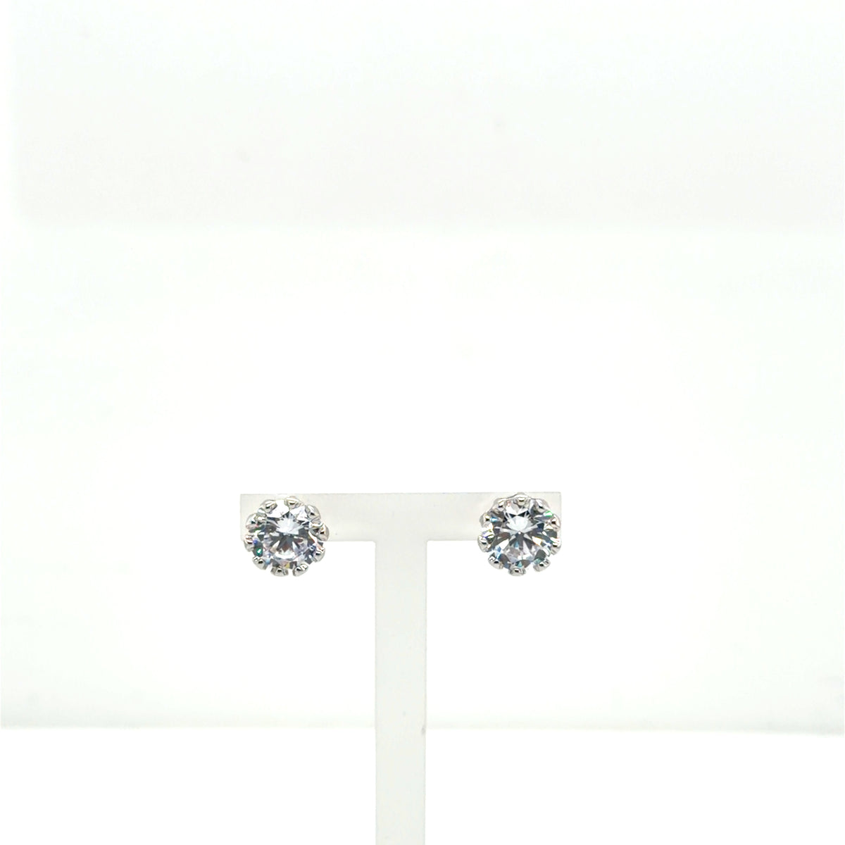 CZ Stud Earrings with Crown Setting