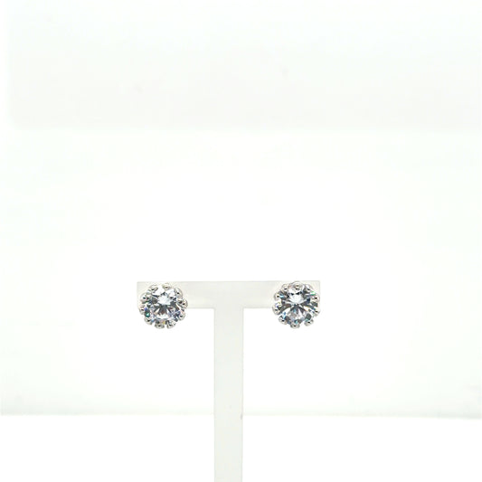 CZ Stud Earrings with Crown Setting