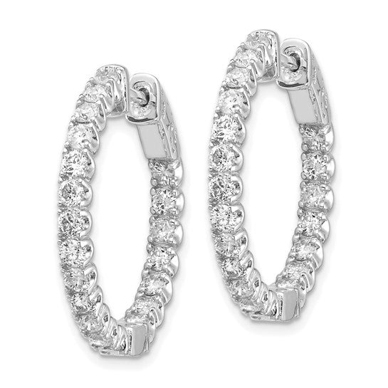 Inside Outside Round 14kty Diamond Hoop Earrings with Safety Latch Closure - 2.0ctw