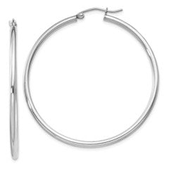 Sterling Silver Rhodium-plated 2mm Round Hoop Earrings