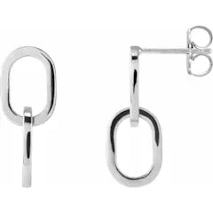 Sterling Silver Interlocking Oval Earrings
