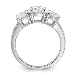 Sterling Silver Polished Three CZ Ring
