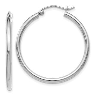 14kt White Gold Hoop Earrings - 30mm -2mm Wide