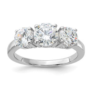 Sterling Silver Polished Three CZ Ring
